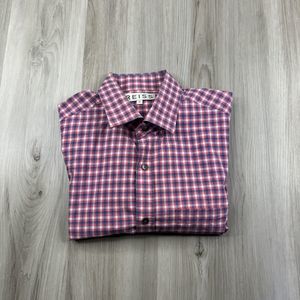 Reiss Pink Check Plaid Men's Pink Shirt Size Medium